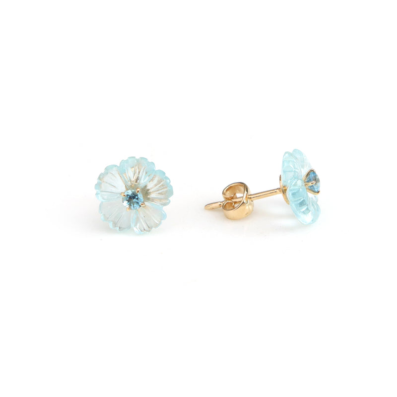 The Sarson Carved Lemon Quartz & Emerald Flower Earrings