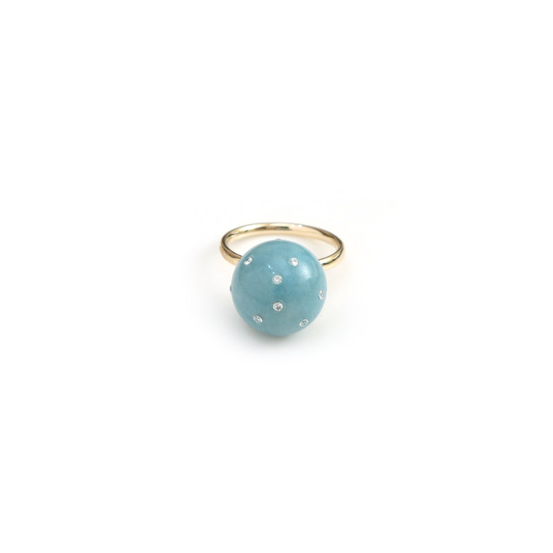 The Aasmaan Paraiba Quartz & Diamond Sphere Ring