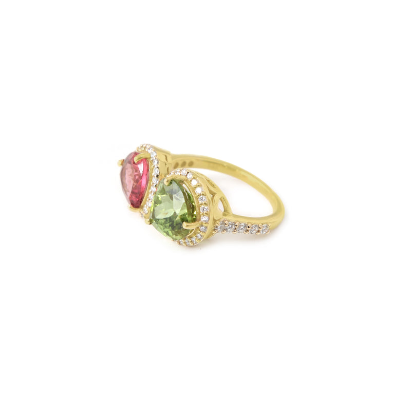 The Jodi Pink & Green Tourmaline Toi et Moi Ring