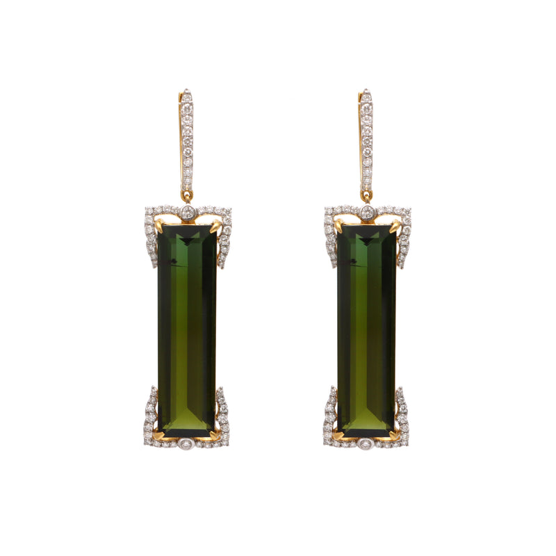 The Verandah Green Tourmaline & Diamond Drop Earrings