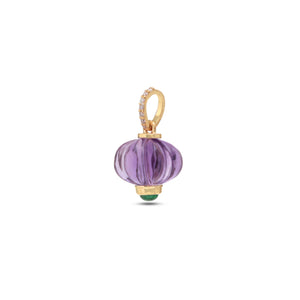 The Akash Deep Carved Amethyst & Emerald Pendant