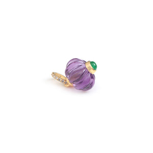 The Akash Deep Carved Amethyst & Emerald Pendant