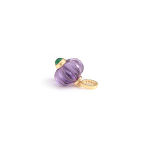 The Akash Deep Carved Amethyst & Emerald Pendant
