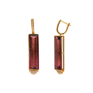 The Darwaza Pink Tourmaline Diamond Drop Earrings