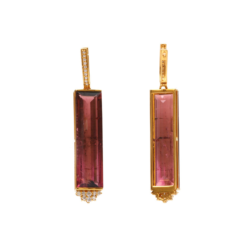 The Darwaza Pink Tourmaline Diamond Drop Earrings