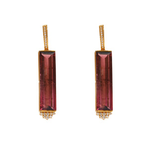 The Darwaza Pink Tourmaline Diamond Drop Earrings