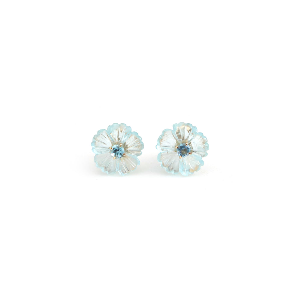 The Sarson Carved Lemon Quartz & Emerald Flower Earrings