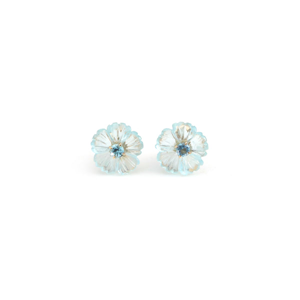 The Sarson Carved Lemon Quartz & Emerald Flower Earrings