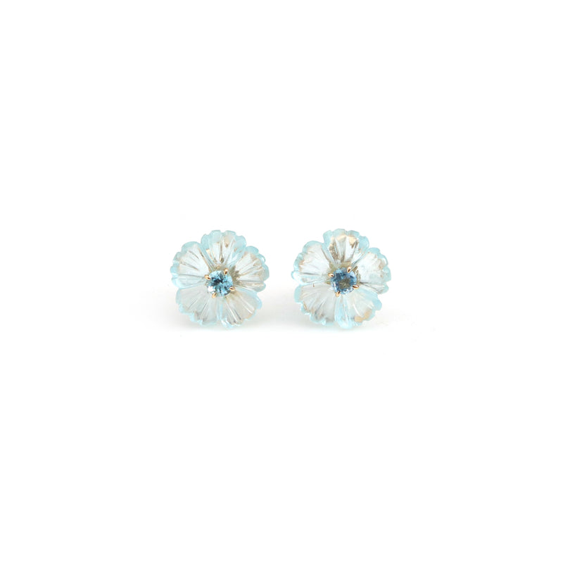 The Sarson Carved Lemon Quartz & Emerald Flower Earrings