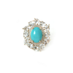 The Sagar Turquoise & Aquamarine Cluster Ring