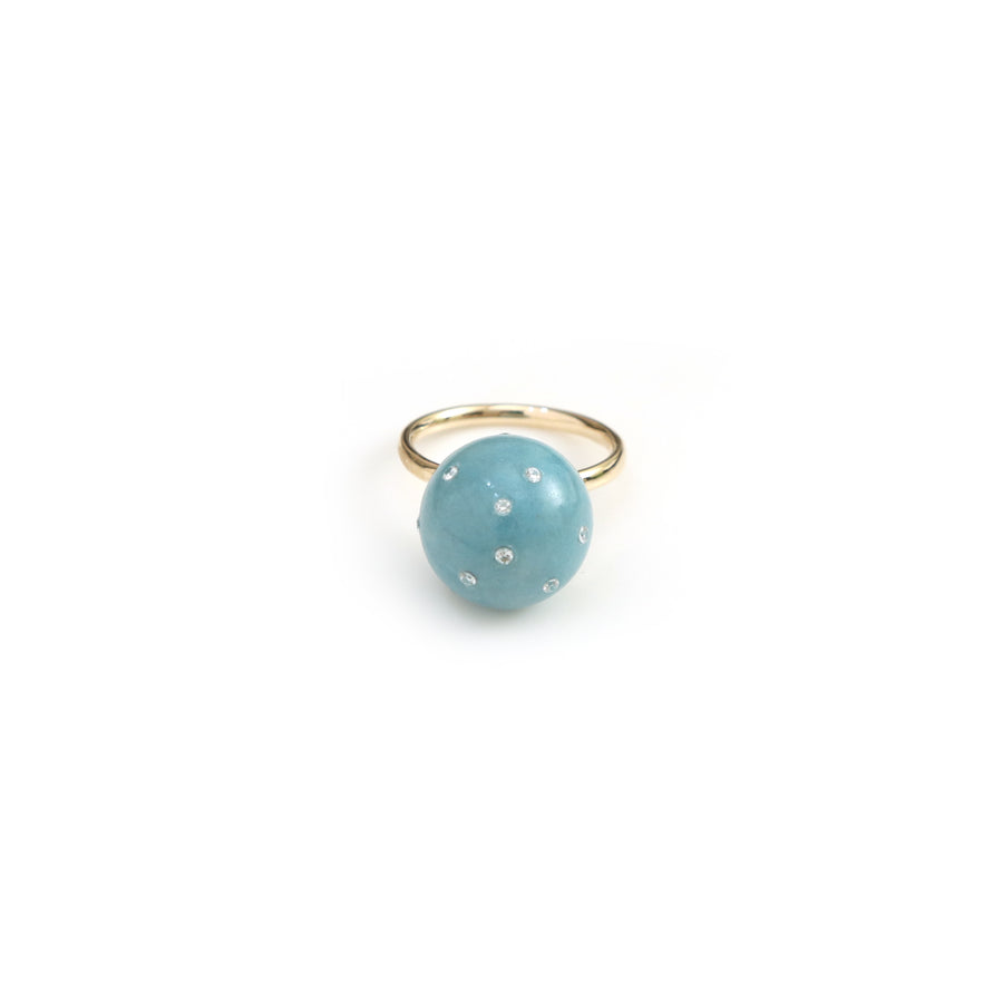 The Aasmaan Paraiba Quartz & Diamond Sphere Ring