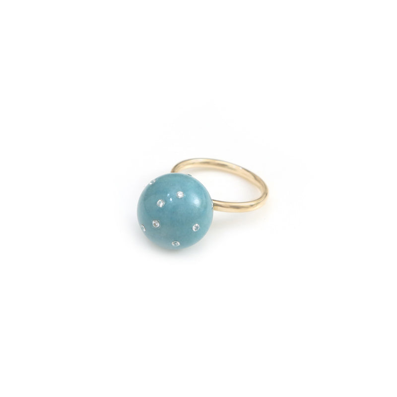 The Aasmaan Paraiba Quartz & Diamond Sphere Ring