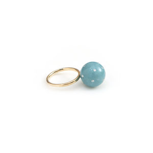 The Aasmaan Paraiba Quartz & Diamond Sphere Ring