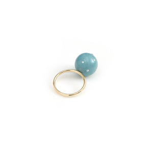 The Aasmaan Paraiba Quartz & Diamond Sphere Ring