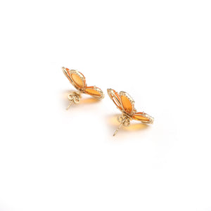 The Palash Fire Opal & Diamond Flower Earrings