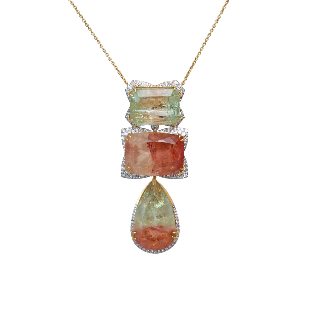 The Sandhya Bi-Colour Tourmaline & Diamond Necklace