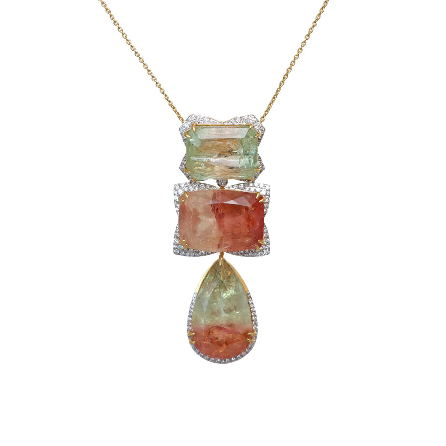 The Sandhya Bi-Colour Tourmaline & Diamond Necklace