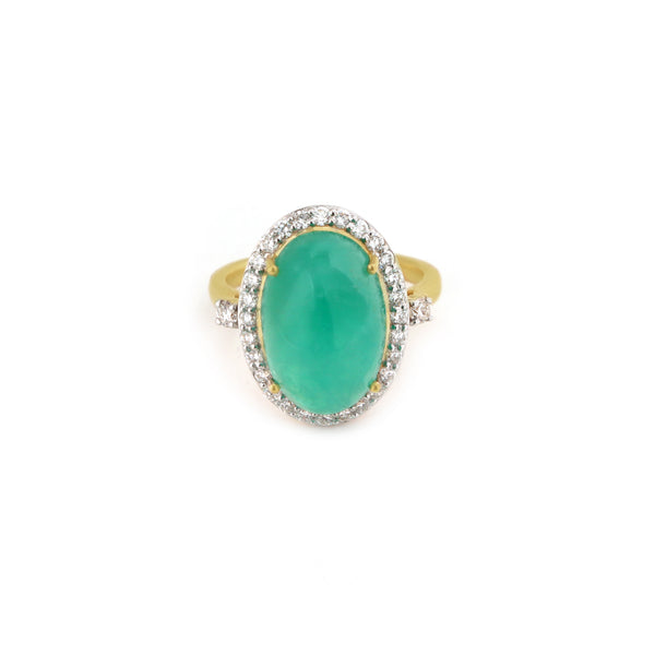 The Hariyali Emerald & Diamond Halo Ring