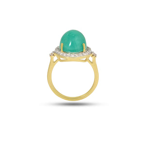 The Hariyali Emerald & Diamond Halo Ring