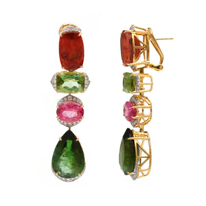 The Haveli Mixed Tourmaline & Diamond Drop Earrings