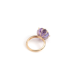 The Kachnar Carved Amethyst & Emerald Flower Ring