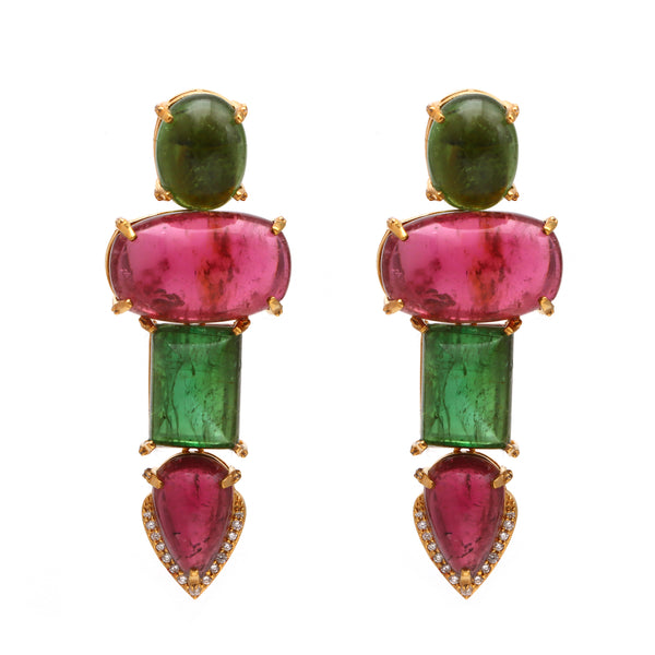 The Bagh Mixed Tourmaline & Diamond Drop Earrings