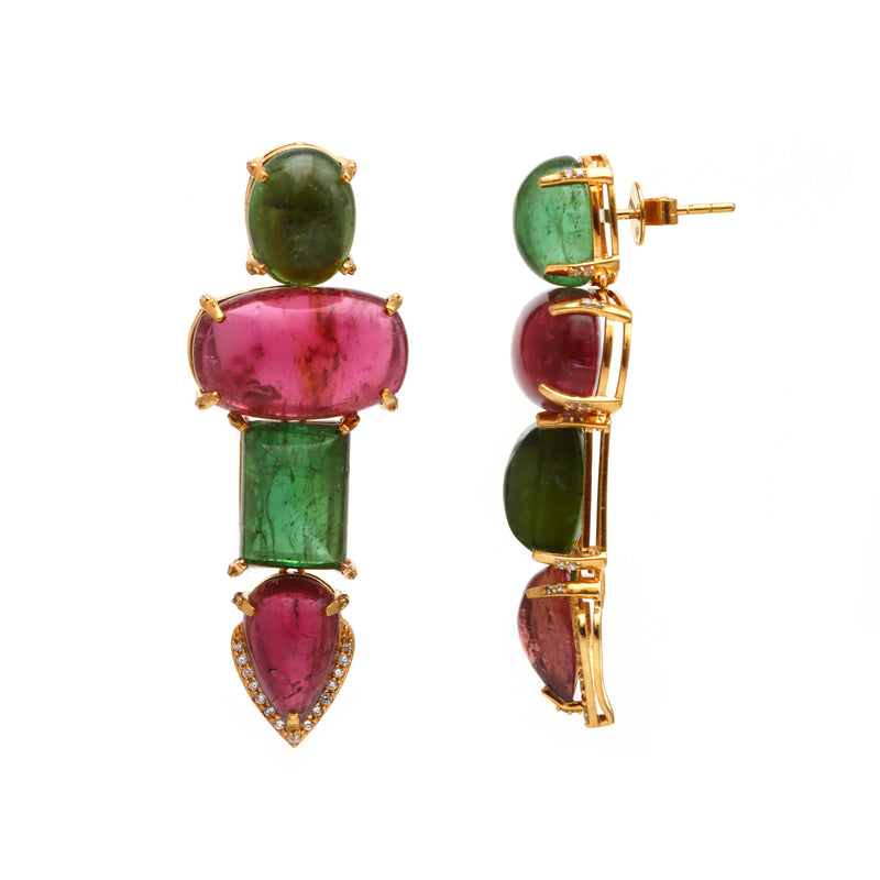 The Bagh Mixed Tourmaline & Diamond Drop Earrings