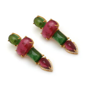 The Bagh Mixed Tourmaline & Diamond Drop Earrings