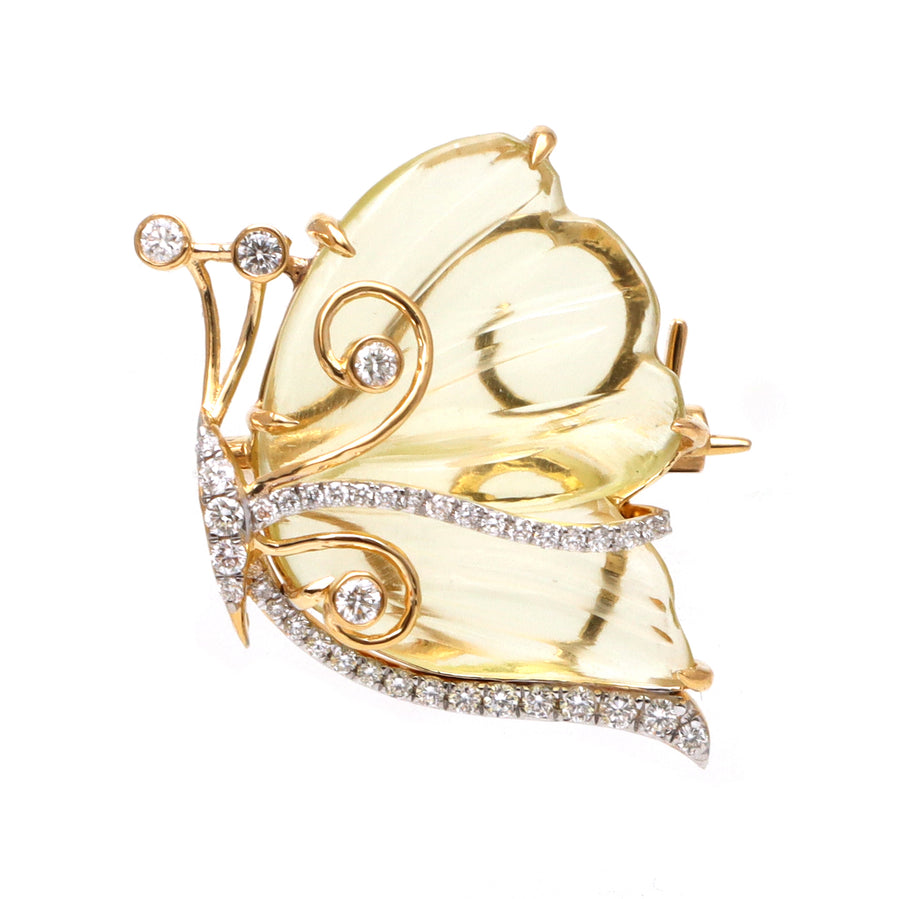 The Titli Lemon Quartz & Diamond Butterfly Brooch