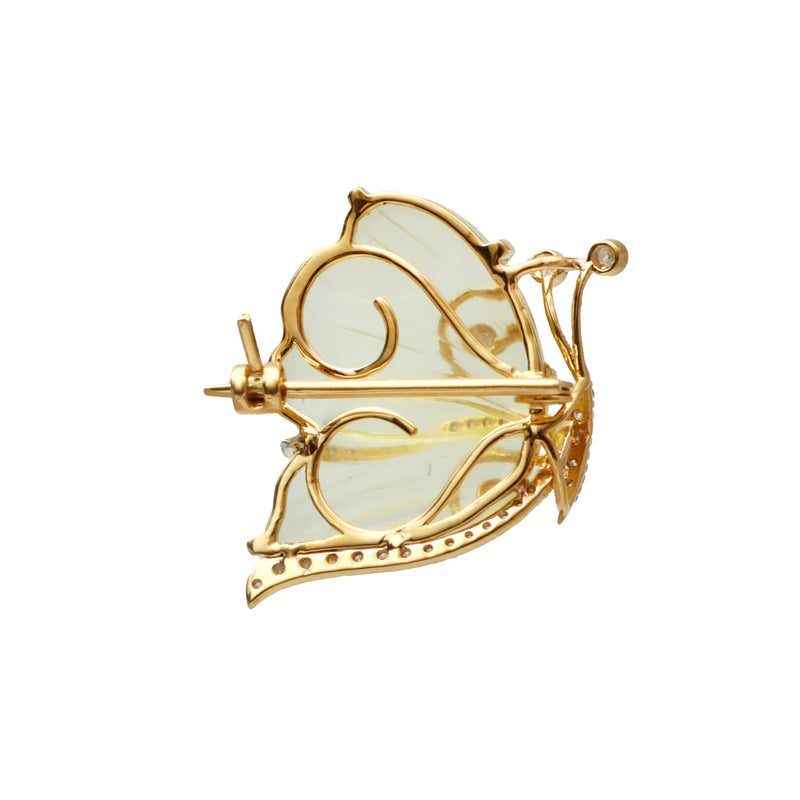 The Titli Lemon Quartz & Diamond Butterfly Brooch
