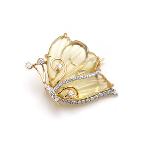 The Titli Lemon Quartz & Diamond Butterfly Brooch