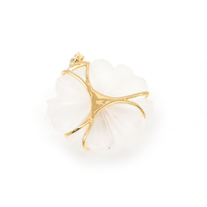 The Mogra Carved Crystal & Tourmaline Flower Pendant