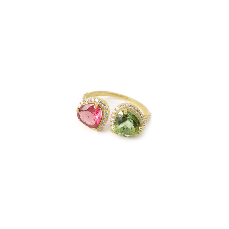 The Jodi Pink & Green Tourmaline Toi et Moi Ring