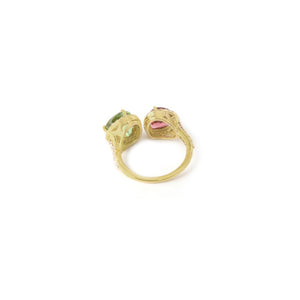 The Jodi Pink & Green Tourmaline Toi et Moi Ring