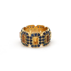 The Rangoli Citrine & Blue Sapphire Band Ring