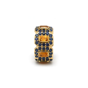The Rangoli Citrine & Blue Sapphire Band Ring