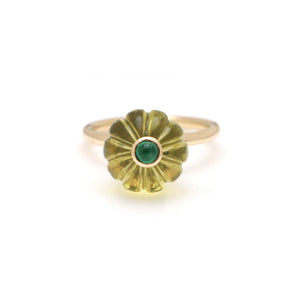 The Gumbad Carved Lemon Quartz & Emerald Ring