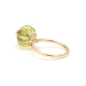 The Gumbad Carved Lemon Quartz & Emerald Ring