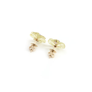 The Basant Carved Lemon Quartz & Tanzanite Flower Earrings