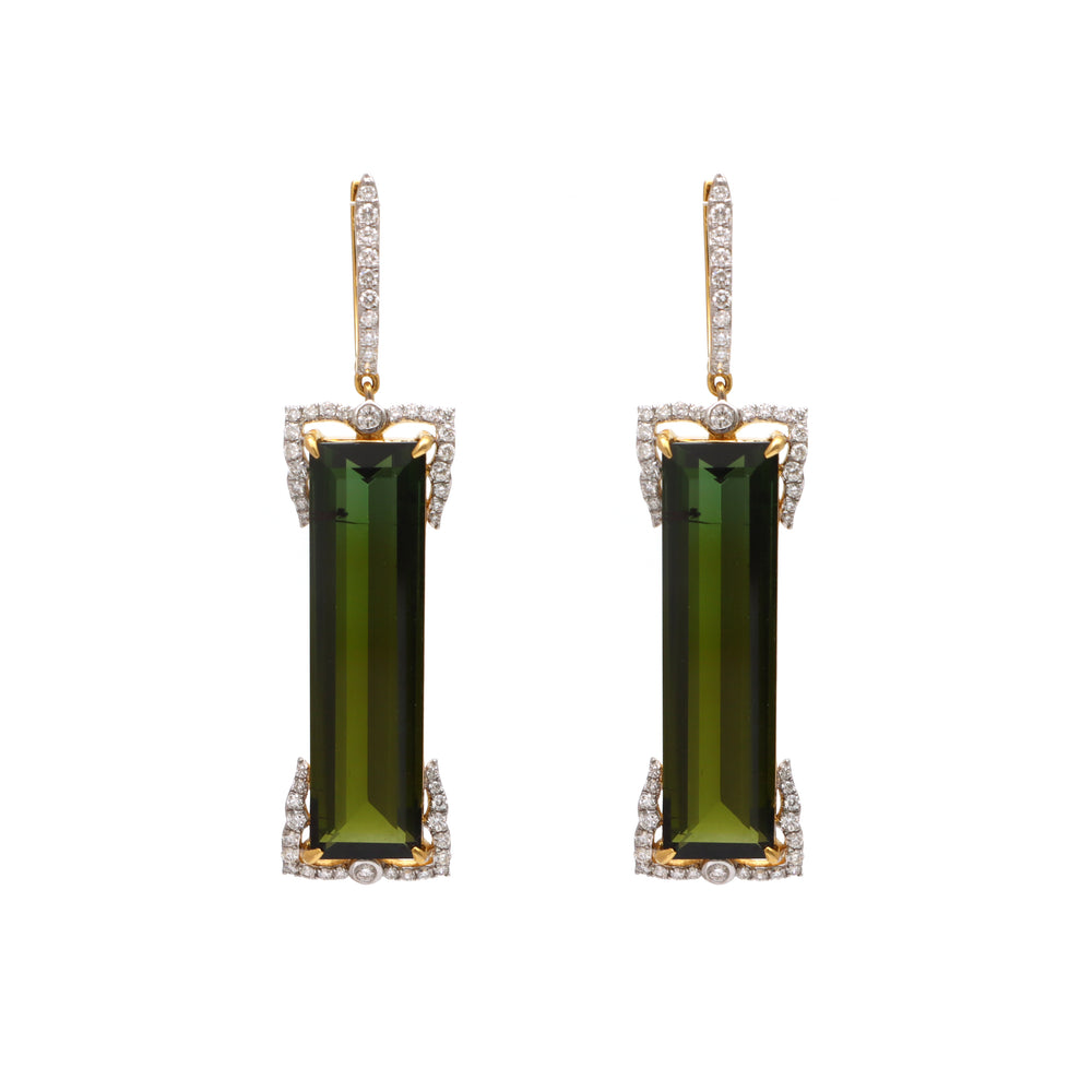 The Verandah Green Tourmaline & Diamond Drop Earrings