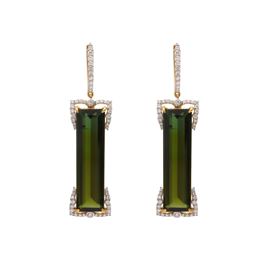 The Verandah Green Tourmaline & Diamond Drop Earrings
