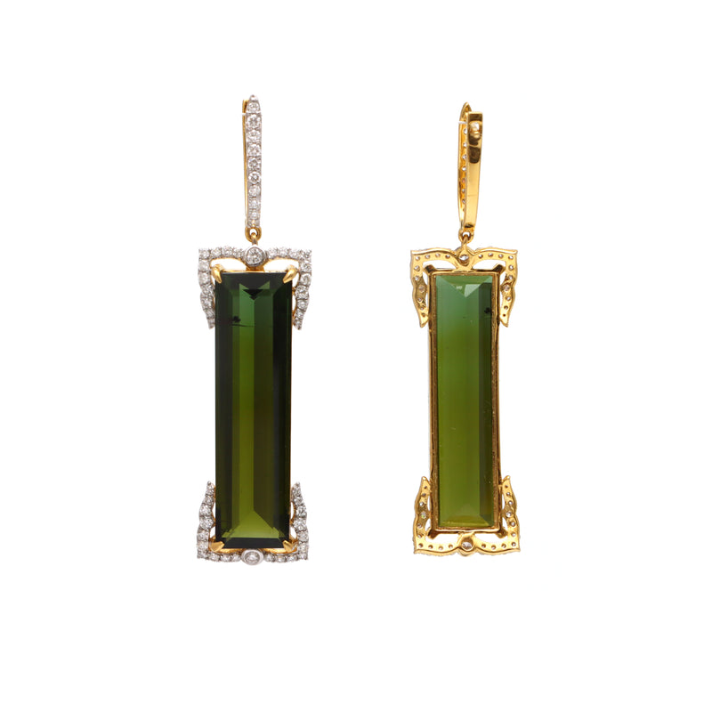 The Verandah Green Tourmaline & Diamond Drop Earrings
