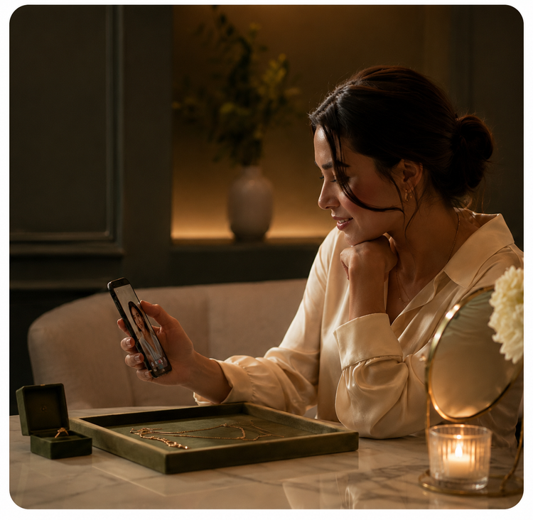 Jewellery expert in a private video consultation